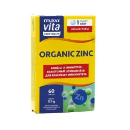 Maxi vita organinis cinkas, odai, testosteronui, imunitetui, nagams, 60 tablečių