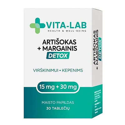 Vita-lab detox maisto papildas artišokas ir margainis, 30 tablečių