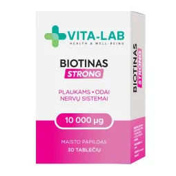 Vita-lab strong 10000 µg maisto papildas biotinas, 30 tablečių