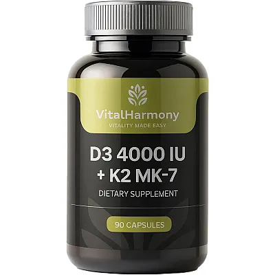 Vitalharmony D3 4000 + K2, 90 kapsulių