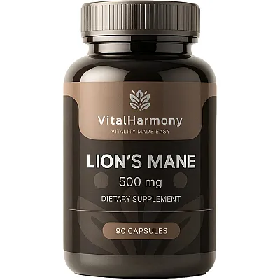Vitalharmony lions mane su liūto karčių grybo ekstraktu, 90 kapsulių