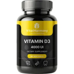 Vitalharmony vitaminas D3 4000UI, 90 kapsulių
