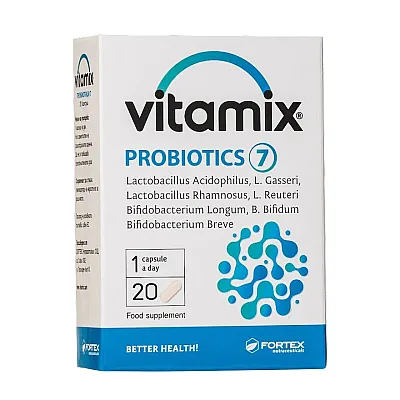   VIitamix probiotics, 7 rūšių gerosios bakterijos žarnyno veiklai, 20 kapsulių