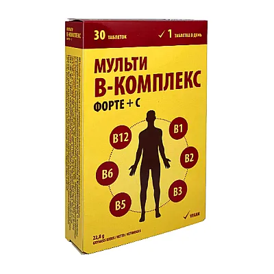 B-complex forte + vitaminas C, 30 tablečių