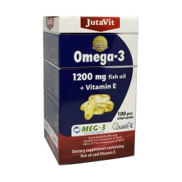 JutaVit žuvų taukai omega 3 + vitaminas E, 100 kapsulių