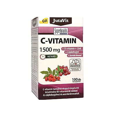 Vitaminas C 1500 mg + D3 + cinkas + erškėtuogė, 100 tablečių