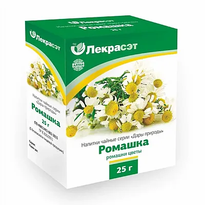 Lekraset žolelių arbata „Vaistinės ramunės žiedai“, 25 g