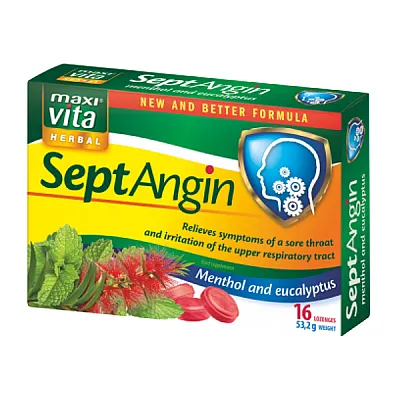 MaxiVita septangin su mentoliu ir eukaliptu, 16 ledinukų