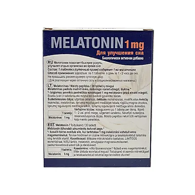 Melatoninas 1 mg, 30 tablečių