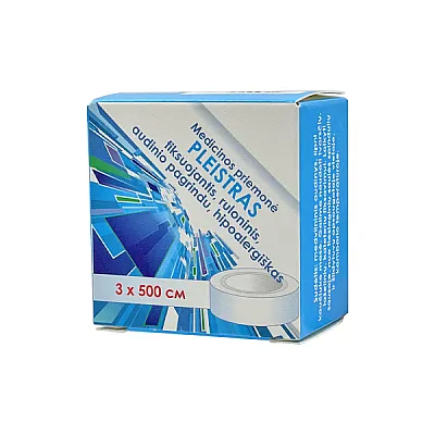 Pleistras rulonėlyje hipoalergiškas, 3x500 cm