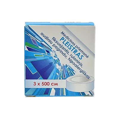 Pleistras rulonėlyje hipoalergiškas, 3x500 cm