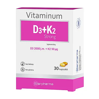 Starpharma vitaminas D3 + K2 strong, 30 kapsulių