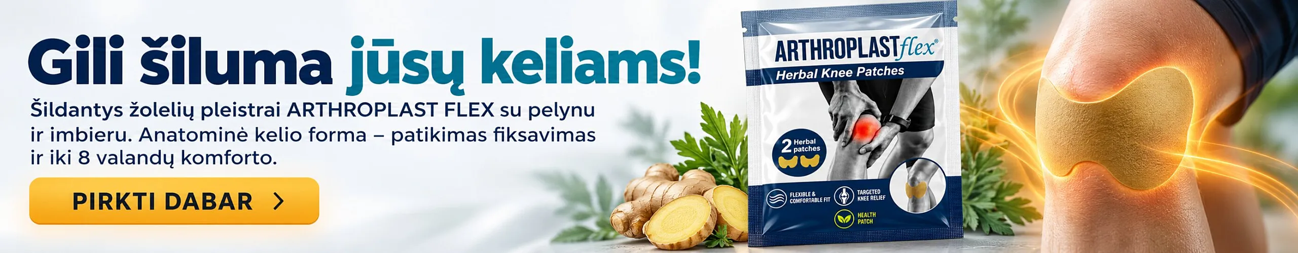 ARTHROPLAST FLEX šildantys žolelių pleistrai kelių sričiai