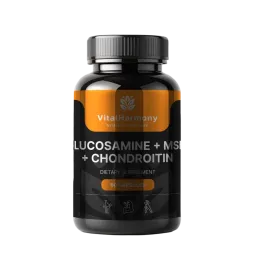 Vitalharmony gliukozaminas + msm + chondroitinas, 90 kapsulių