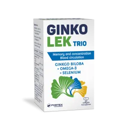 Fortex Ginkolek Trio smegenų funkcijai, atminčiai ir koncentracijai, 60 minkštųjų kapsulių