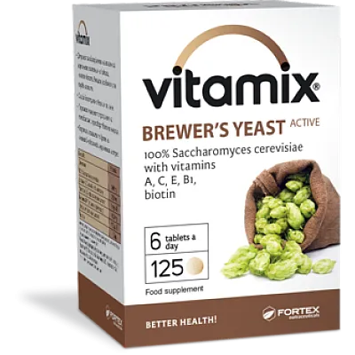 Vitamix Alaus mielės, vitaminai C, E, B1, A, biotinas, 125 tabletės