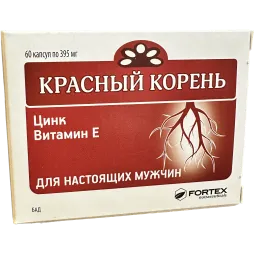 Fortex Krasnyj koren (Raudonoji šaknis) su cinku ir vit., E, 60 kapsulių
