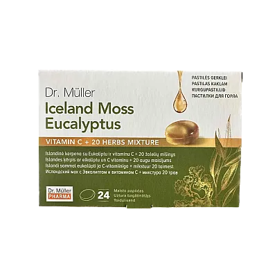 Dr. Muller pastilės gerklei islandinė kerpena su eukaliptu