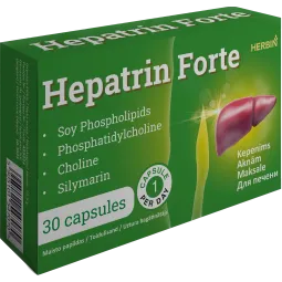 Hepatrin forte kepenims, fosfolipidai + margainis + vit., E, 30 kapsulių
