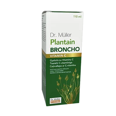 Dr. Muller sirupas kvėpavimo takams, imunitetui su gysločio lapų ekstraktu ir vitaminu C, 110 ml