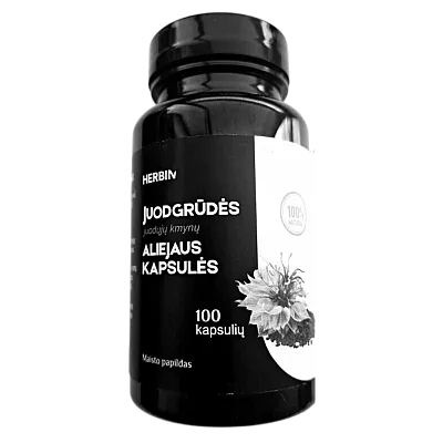 Juodgrūdės (juodųjų kmynų) aliejus, 100 kapsulių