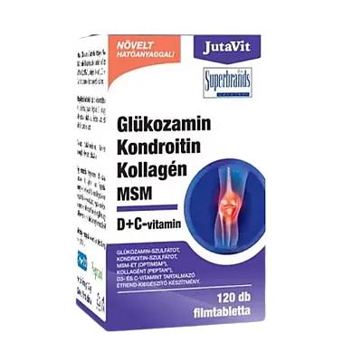JutaVit Gliukozaminas + chondroitinas + MSM + kolagenas + vitaminai C ir D, 120 tablečių
