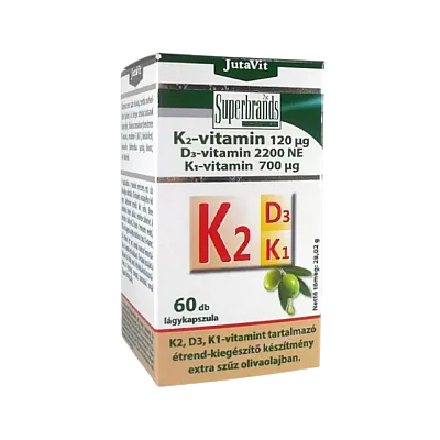 JutaVit Vitaminai K2 + D3 + K1, 60 kapsulių